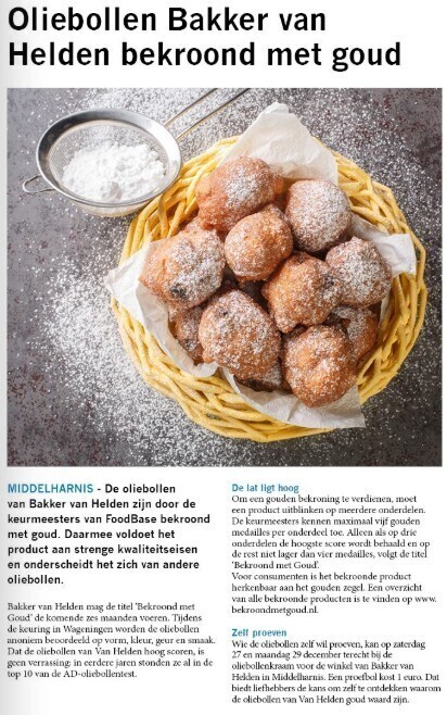 GOUD voor oliebollen van Helden